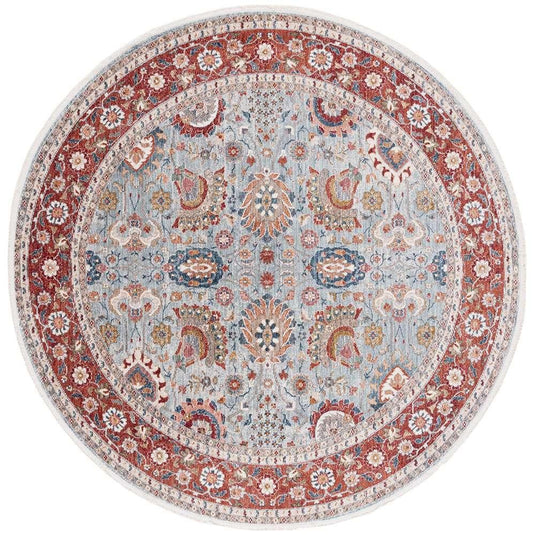 Lauren Ralph Lauren - 1412 Rug - 6-7in X 6-7in Round - Grey Blue / Red veiw 1