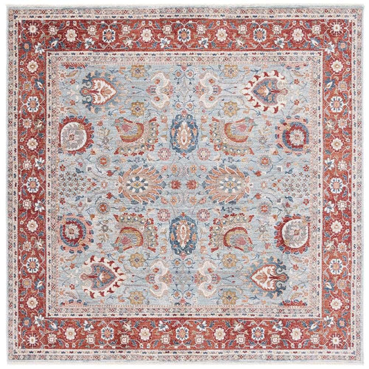 Lauren Ralph Lauren - 1412 Rug - 6-7in X 6-7in Square - Grey Blue / Red veiw 1