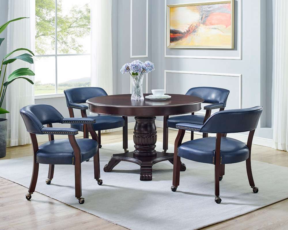 Steve Silver - Tournament Arm Chair w/Casters - Navy - TU500AN veiw 4