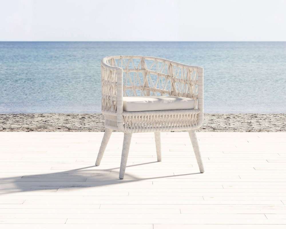 Sunset West - Dana Rope Dining Chair in Linen Canvas w/ Self Welt - SW4301-1-LCAN-STKIT veiw 3