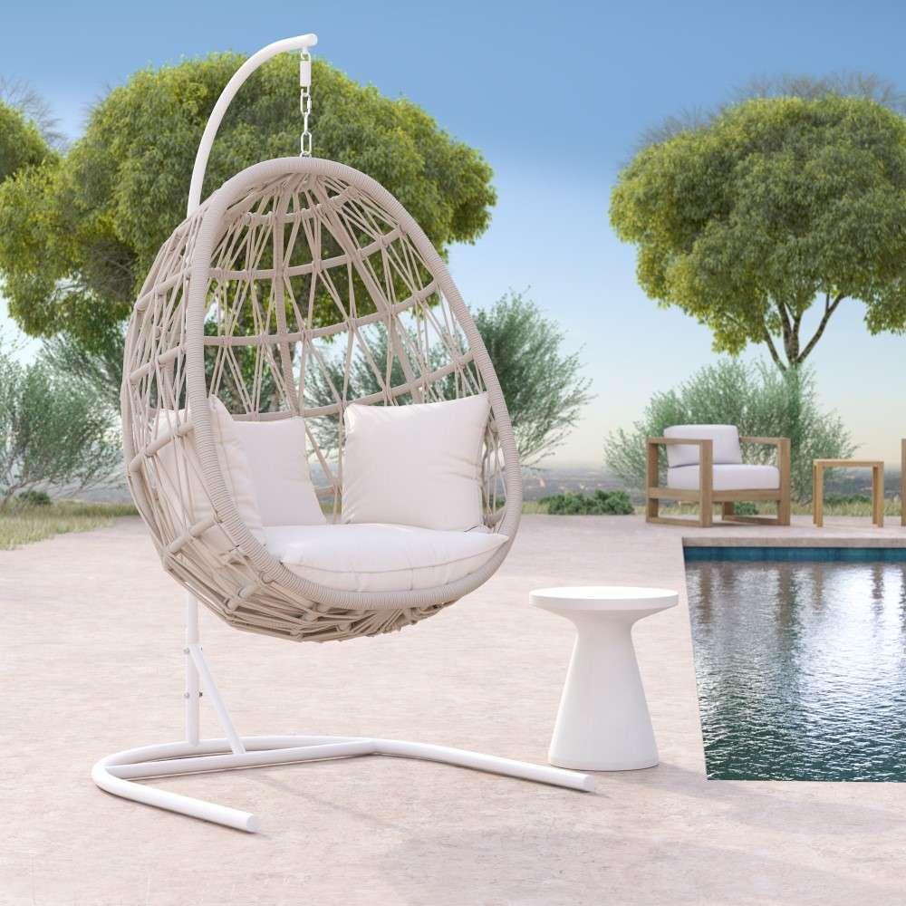 Sunset West - Dana Rope Hanging Club Chair in Linen Canvas w/ Self Welt - SW4301-HC-LCAN-STKIT veiw 3