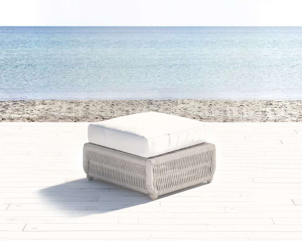 Sunset West - Dana Rope Ottoman in Linen Canvas w/ Self Welt - SW4301-OTT-LCN-STKIT veiw 2
