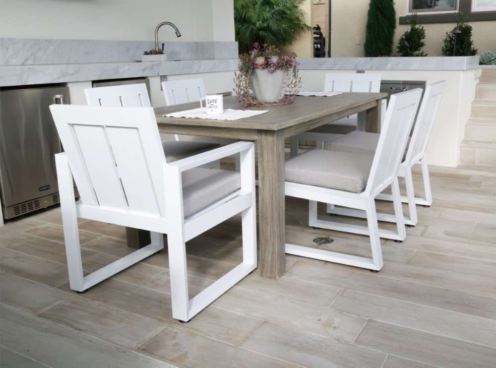 Sunset West - Newport Armless Dining Chair in Cast Silver, No Welt - SW4801-1A-SLVR-STKIT veiw 4