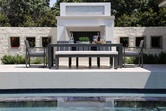 Sunset West - Redondo Dining Bench in Cast Silver, No Welt - SW3801-BNC-SLV-STKIT veiw 2