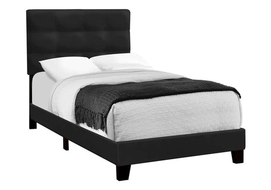 Monarch Specialties - Bed, Twin Size, Upholstered, Bedroom, Frame Only, Youth, Teen, Juvenile, Black Velvet, Transitional - I 5924T veiw 1