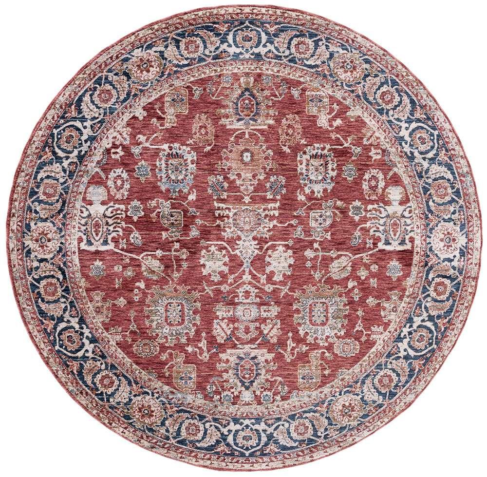 Lauren Ralph Lauren - Bennet Rug - 6-7in X 6-7in Round - Red / Dark Blue veiw 1