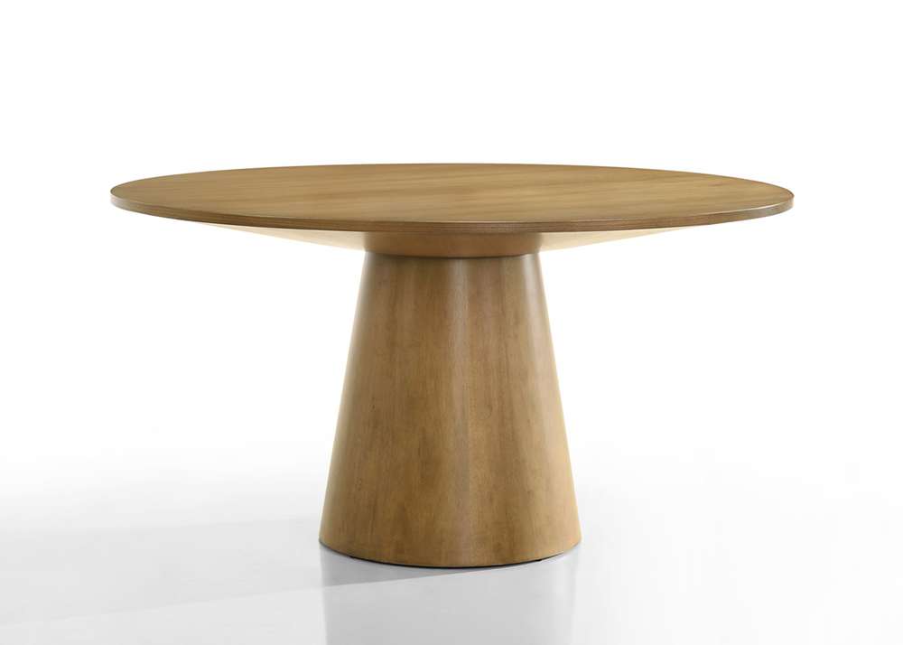 Lilola Home - Jasper Driftwood Finish 7 Piece 59inW Round Dining Table Set with Beige Fabric Chairs - 30018-4 veiw 2