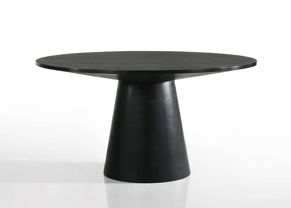 Lilola Home - Jasper Ebony Black 7 Piece 59inW Round Dining Table Set with Beige Fabric Chairs - 30016-4 veiw 3