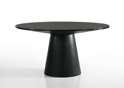 Lilola Home - Jasper Ebony Black 7 Piece 59inW Round Dining Table Set with Beige Fabric Chairs - 30016-4 veiw 3