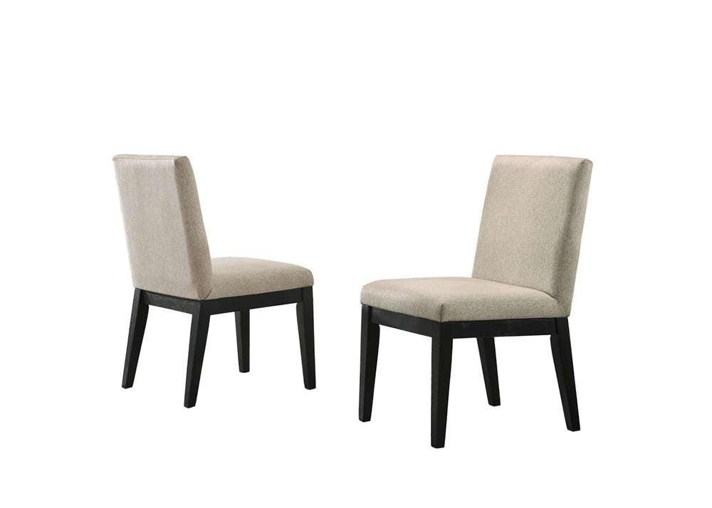 Lilola Home - Jasper Ebony Black 7 Piece 59inW Round Dining Table Set with Beige Fabric Chairs - 30016-4 veiw 6
