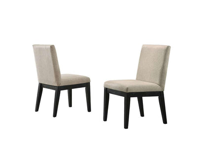 Lilola Home - Jasper Ebony Black 7 Piece 59inW Round Dining Table Set with Beige Fabric Chairs - 30016-4 veiw 6