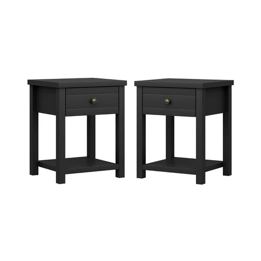 Living Essentials by Hillsdale - Harmony Wood Accent Table, Set of 2, Matte Black - 5402OCC2 veiw 1