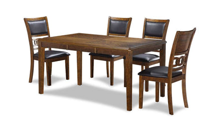 New Classic Furniture - 5-Piece Wood Rectangle Dining Set, 1 Table And 4 Chairs, 60 Inch, Brown - D1701-160-BRN veiw 2