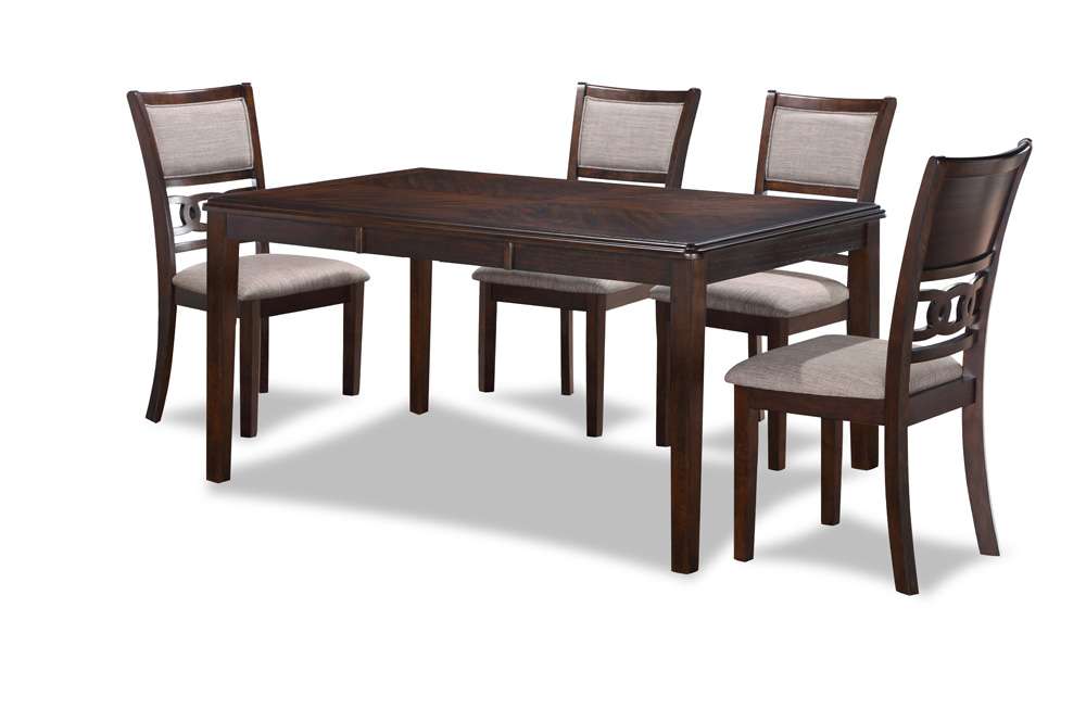 New Classic Furniture - Gia 5-Piece Wood Rectangle Dining Set, 1 Table And 4 Chairs, 60 Inch, Brown Cherry - D1701-160-CHY veiw 2