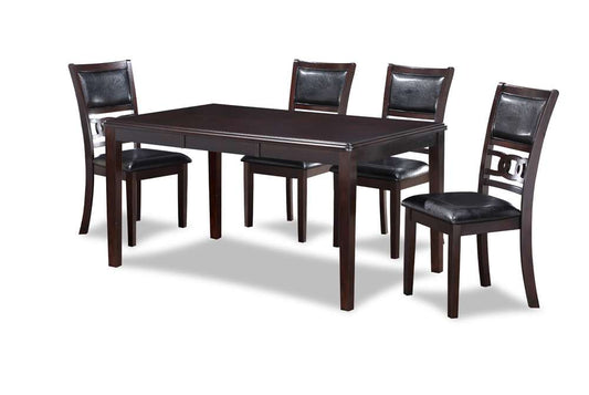 New Classic Furniture - Gia 5-Piece Wood Rectangle Dining Set, 1 Table And 4 Chairs, 60 Inch, Ebony - D1701-160-EBY veiw 1