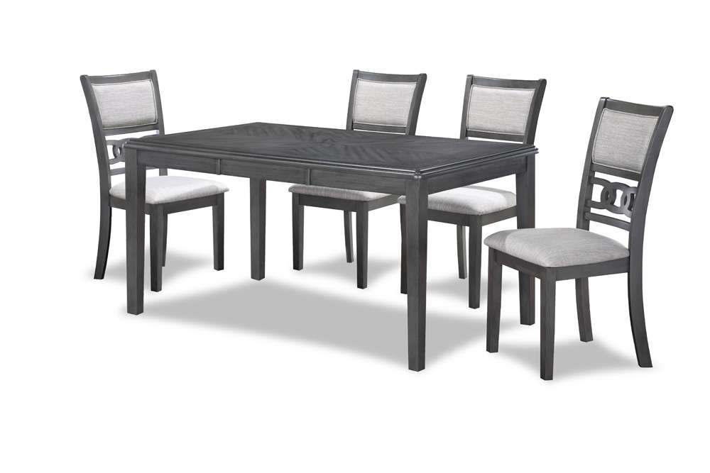 New Classic Furniture - Gia 5-Piece Wood Rectangle Dining Set, 1 Table And 4 Chairs, 60 Inch, Gray - D1701-160-GRY veiw 2