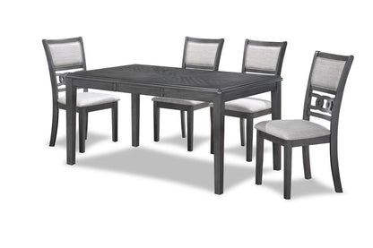 New Classic Furniture - Gia 5-Piece Wood Rectangle Dining Set, 1 Table And 4 Chairs, 60 Inch, Gray - D1701-160-GRY veiw 2