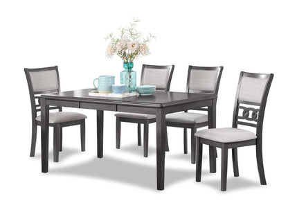 New Classic Furniture - Gia 5-Piece Wood Rectangle Dining Set, 1 Table And 4 Chairs, 60 Inch, Gray - D1701-160-GRY veiw 3