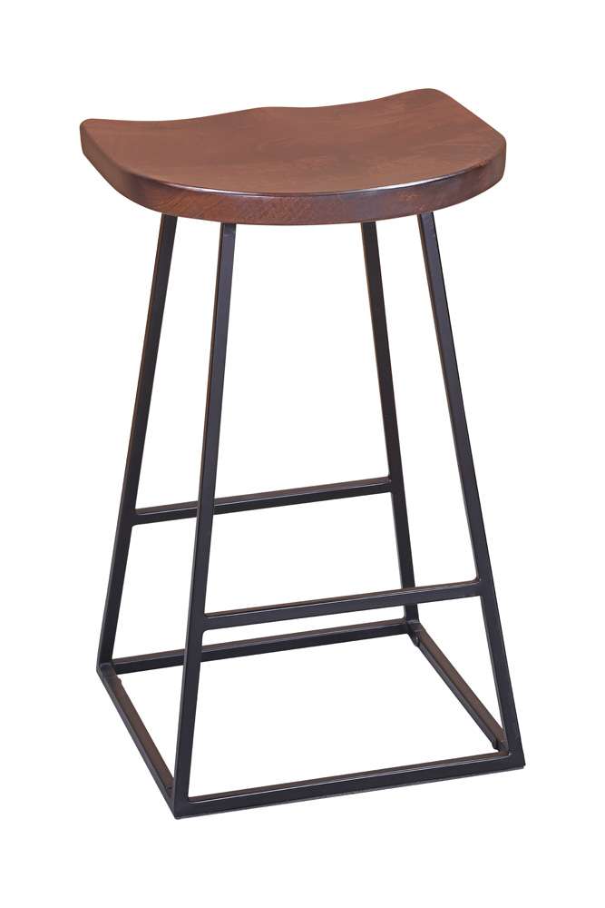 Porter Designs - Clement Solid Wood 24in Bar Stool, Brown - 07-196-10-2099 veiw 3