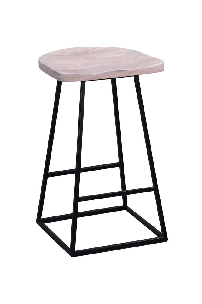 Porter Designs - Clement Solid Wood 24in Bar Stool, White - 07-196-10-2096 veiw 1