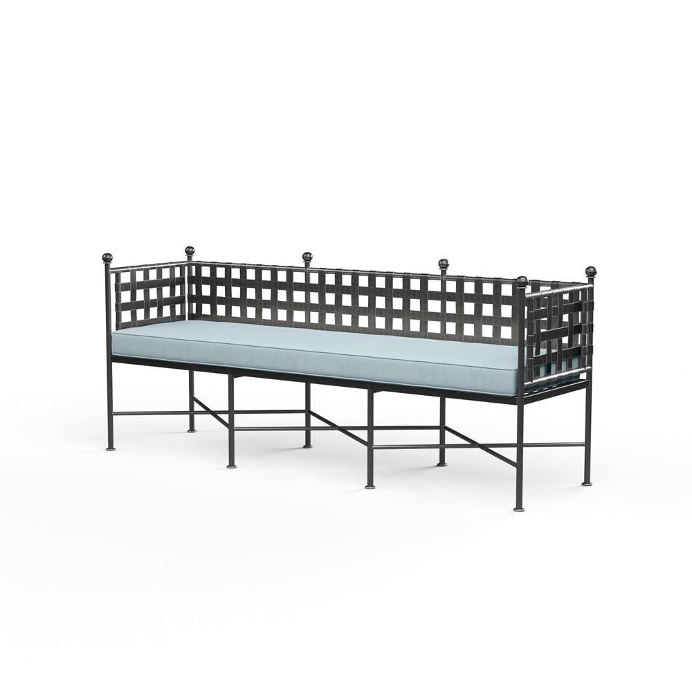 Sunset West - Provence Garden Bench in Canvas Skyline w/ Self Welt - SW3201-BNCH-14091 veiw 1