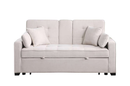 Lilola Home - Cody II 69.5inW Beige Woven Fabric Convertible Sleeper Loveseat with Cup Holder, Charging Ports and Pocket - 83081 veiw 2