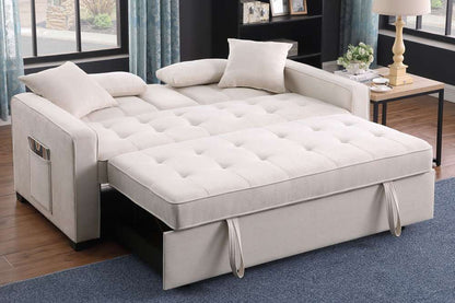Lilola Home - Cody II 69.5inW Beige Woven Fabric Convertible Sleeper Loveseat with Cup Holder, Charging Ports and Pocket - 83081 veiw 4