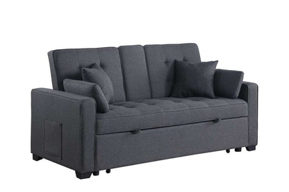 Lilola Home - Cody II 69.5inW Dark Gray Linen Convertible Sleeper Loveseat with Cup Holder, Charging Ports and Pocket - 83083 veiw 3