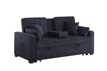 Lilola Home - Cody II 69.5inW Dark Gray Woven Fabric Convertible Sleeper Loveseat with Cup Holder, Charging Ports and Pocket - 83080 veiw 1