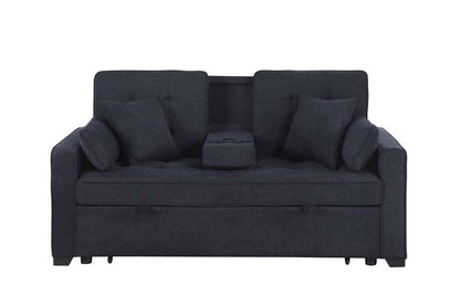 Lilola Home - Cody II 69.5inW Dark Gray Woven Fabric Convertible Sleeper Loveseat with Cup Holder, Charging Ports and Pocket - 83080 veiw 2