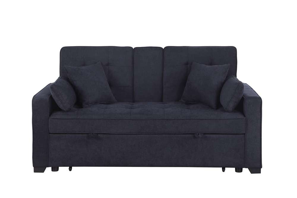 Lilola Home - Cody II 69.5inW Dark Gray Woven Fabric Convertible Sleeper Loveseat with Cup Holder, Charging Ports and Pocket - 83080 veiw 3