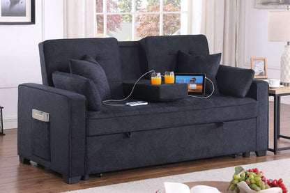Lilola Home - Cody II 69.5inW Dark Gray Woven Fabric Convertible Sleeper Loveseat with Cup Holder, Charging Ports and Pocket - 83080 veiw 6