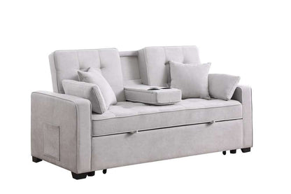 Lilola Home - Cody II 69.5inW Light Gray Woven Fabric Convertible Sleeper Loveseat with Cup Holder, Charging Ports and Pocket - 83082 veiw 1