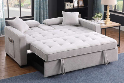 Lilola Home - Cody II 69.5inW Light Gray Woven Fabric Convertible Sleeper Loveseat with Cup Holder, Charging Ports and Pocket - 83082 veiw 4