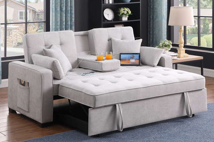 Lilola Home - Cody II 69.5inW Light Gray Woven Fabric Convertible Sleeper Loveseat with Cup Holder, Charging Ports and Pocket - 83082 veiw 5