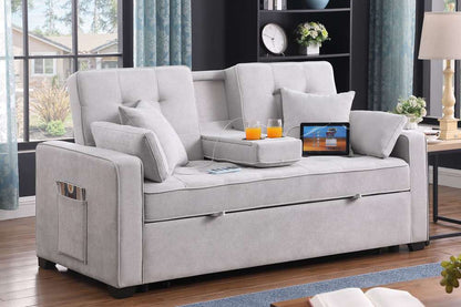 Lilola Home - Cody II 69.5inW Light Gray Woven Fabric Convertible Sleeper Loveseat with Cup Holder, Charging Ports and Pocket - 83082 veiw 6