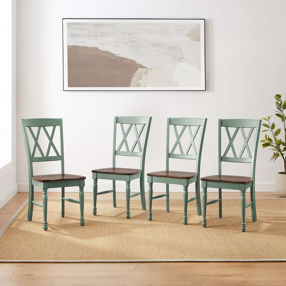 Crosley Furniture - Shelby 4-Piece Dining Chair Set Distressed Teal - 4 Chairs - KF20031TL veiw 2