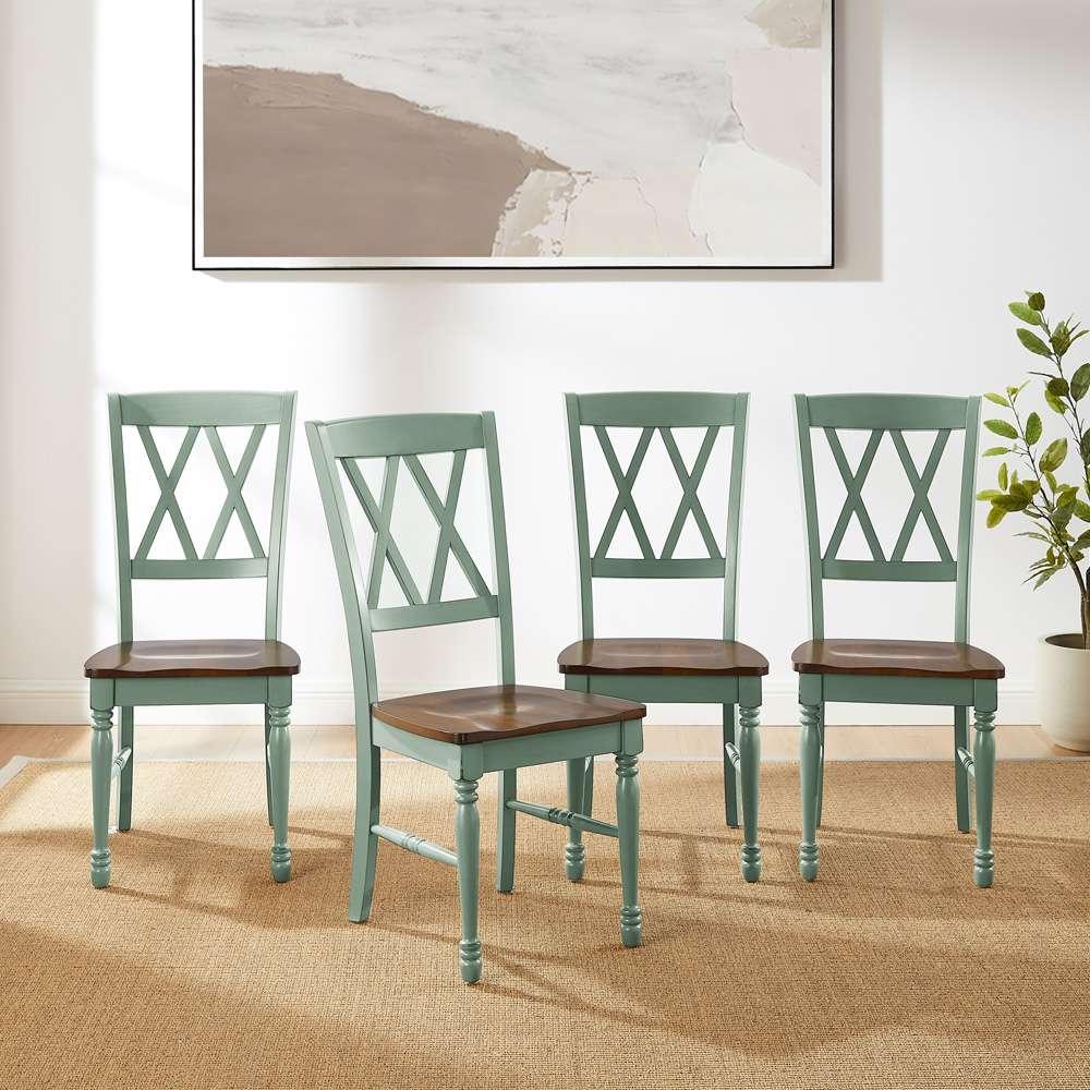 Crosley Furniture - Shelby 4-Piece Dining Chair Set Distressed Teal - 4 Chairs - KF20031TL veiw 3