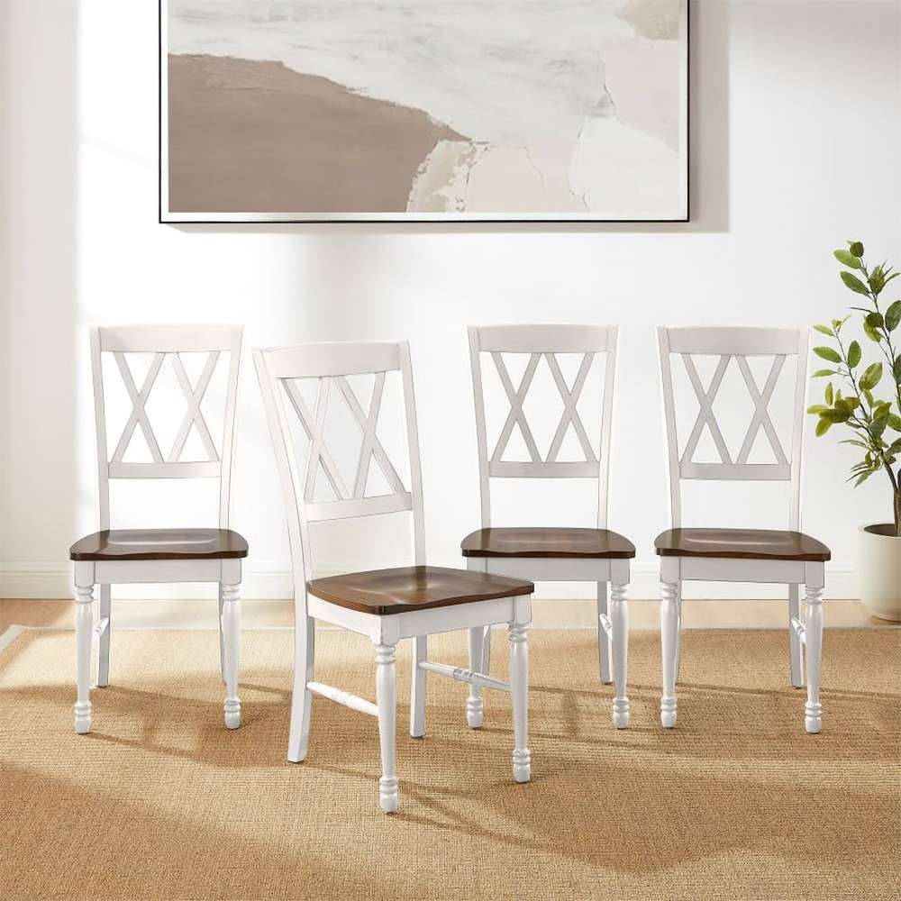 Crosley Furniture - Shelby 4-Piece Dining Chair Set Distressed White - 4 Chairs - KF20031WH veiw 3