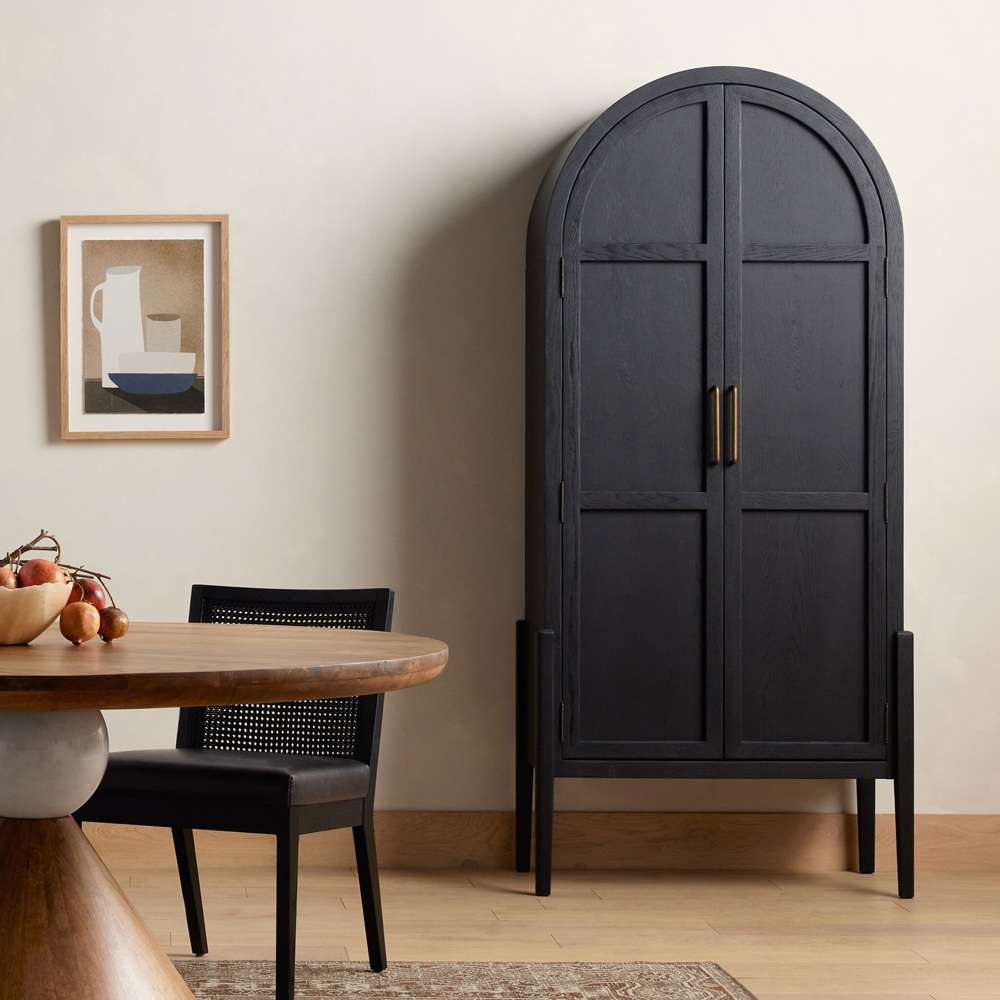 Four Hands - Tolle Panel Door Cabinet - Drifted Matte Black - 234782-001 veiw 6