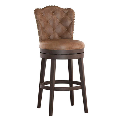 Hillsdale Furniture - Edenwood Wood Bar Height Swivel Stool, Chocolate with Chestnut Faux Leather - 5945-830 veiw 1