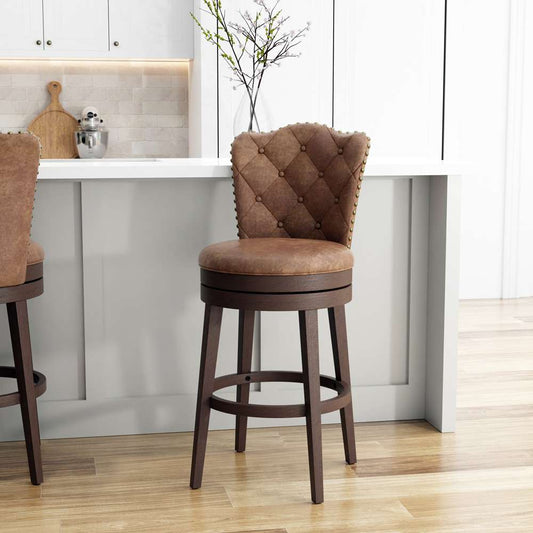 Hillsdale Furniture - Edenwood Wood Bar Height Swivel Stool, Chocolate with Chestnut Faux Leather - 5945-830 veiw 2