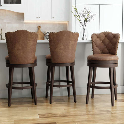 Hillsdale Furniture - Edenwood Wood Bar Height Swivel Stool, Chocolate with Chestnut Faux Leather - 5945-830 veiw 4