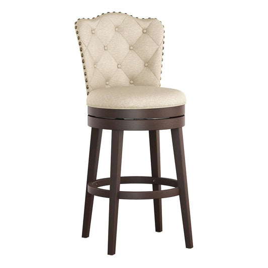 Hillsdale Furniture - Edenwood Wood Bar Height Swivel Stool, Smoke Chocolate with Cream Fabric - 5945-832 veiw 1