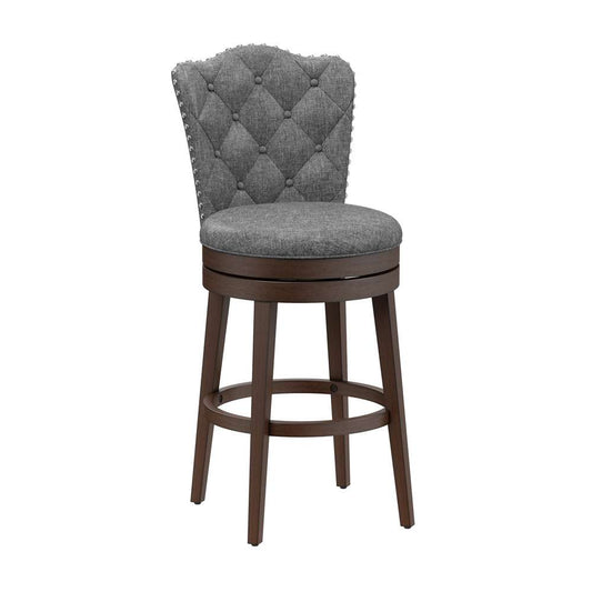 Hillsdale Furniture - Edenwood Wood Bar Height Swivel Stool, Chocolate with Smoke Gray Fabric - 5945-831 veiw 1