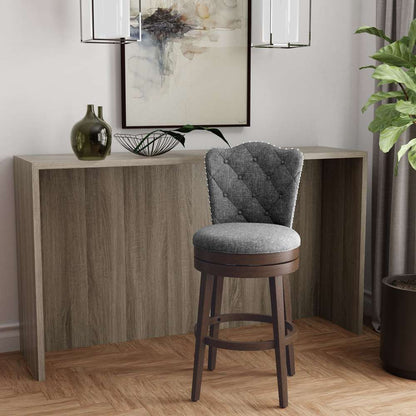Hillsdale Furniture - Edenwood Wood Bar Height Swivel Stool, Chocolate with Smoke Gray Fabric - 5945-831 veiw 2