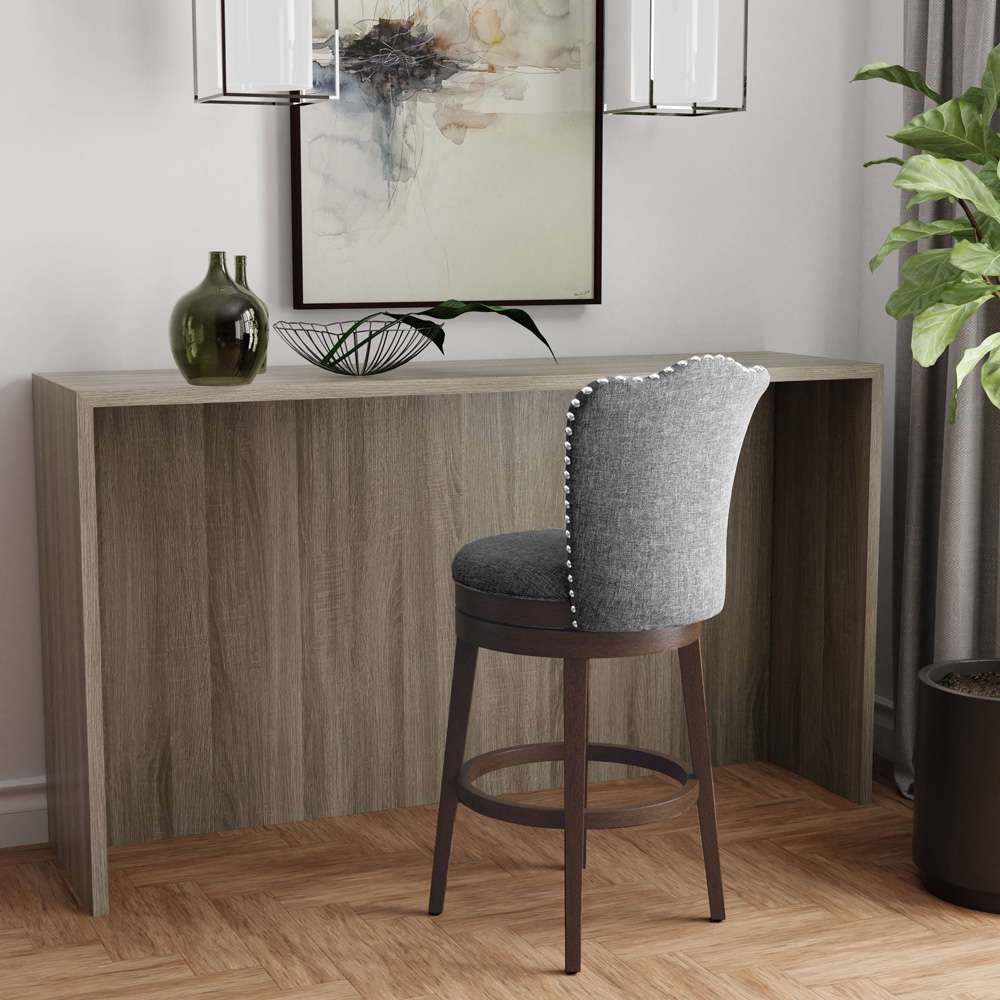 Hillsdale Furniture - Edenwood Wood Bar Height Swivel Stool, Chocolate with Smoke Gray Fabric - 5945-831 veiw 3