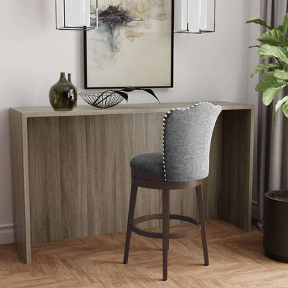 Hillsdale Furniture - Edenwood Wood Bar Height Swivel Stool, Chocolate with Smoke Gray Fabric - 5945-831 veiw 3