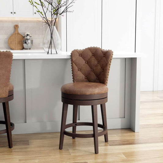 Hillsdale Furniture - Edenwood Wood Counter Height Swivel Stool, Chocolate with Chestnut Faux Leather - 5945-826 veiw 2