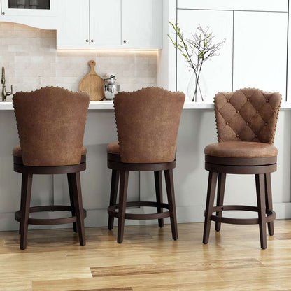 Hillsdale Furniture - Edenwood Wood Counter Height Swivel Stool, Chocolate with Chestnut Faux Leather - 5945-826 veiw 4